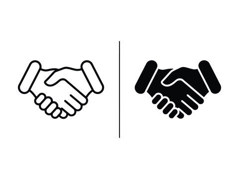 Business Partnership Handshake Vector Icon in Outline and Filled Styles for Professional UI Design