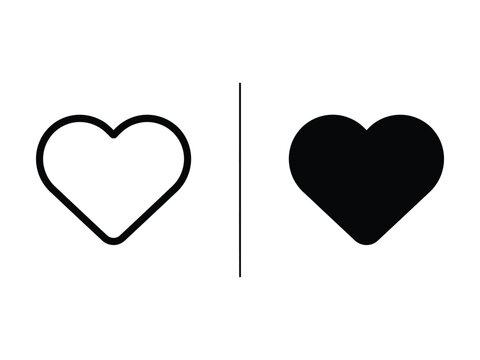 Heart Favorite Vector Icon in Outline and Filled Styles for Professional UI Design