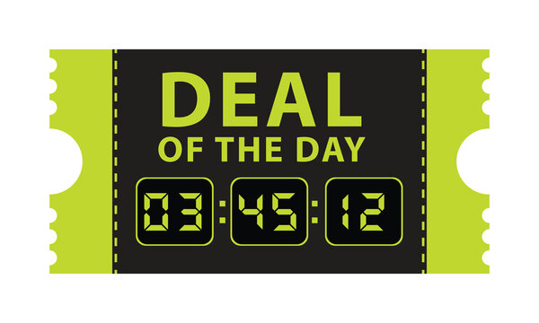 Deal of the day ticket coupon vector template with digital countdown timer for e commerce promotion