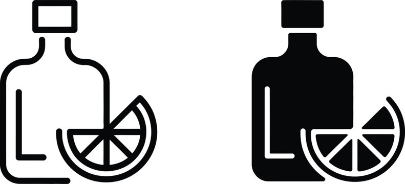 Bottle of tequila with lime slice vector illustration