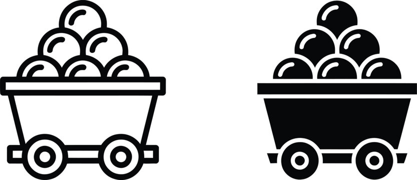 Mining cart filled with ore vector illustration
