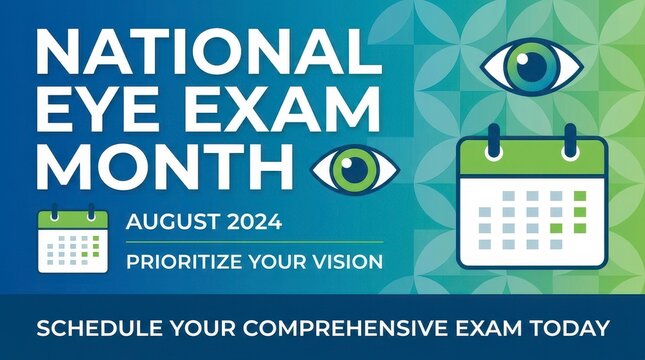 National eye exam month august 2024 poster design