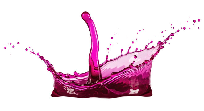 Pink liquid splash crown. Vibrant berry juice wave effect Cutout PNG