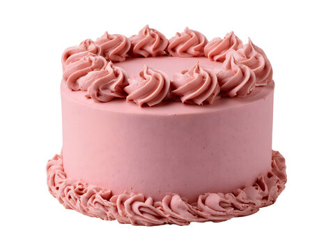 Pink frosted cake isolated on transparent or white background, png