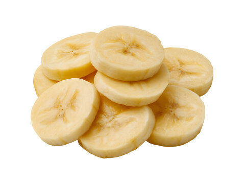 Collection set of fresh banana slices isolated on transparent or white background, png