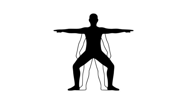 Person in T-Pose with Arms Extended and Legs Apart Featuring Silhouette, Standing, Human with Figure and Black Elements