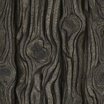 Dark wood grain texture close up with knot detail showing natural patterns and aged surface for design element