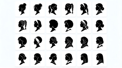 Fototapeta premium Set of black and white animal icons with various expressions
