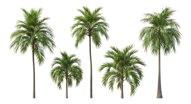 Set of tropical palm trees. Exotic plant collection for landscape design Cutout PNG