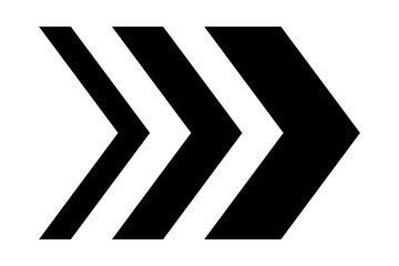 Black Bold Chevron Speed Arrow Graphic for Forward Navigation Pointer isolated on transparent background modern directional symbol right next movement © R.TREANDS