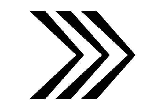 Black Chevron Arrow Speed Direction Pointer Graphic for Navigation isolated on transparent background fast forward next modern bold chevron