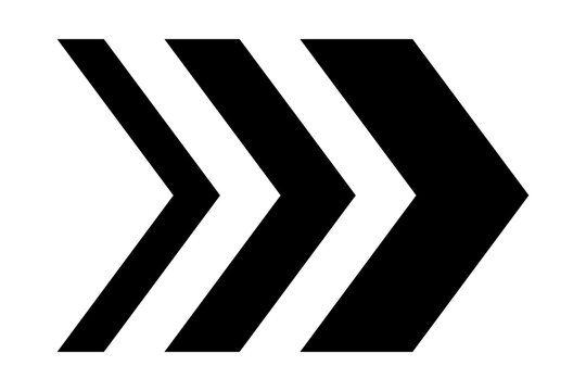 Black Bold Chevron Speed Arrow Graphic for Forward Navigation Pointer isolated on transparent background modern directional symbol right next movement