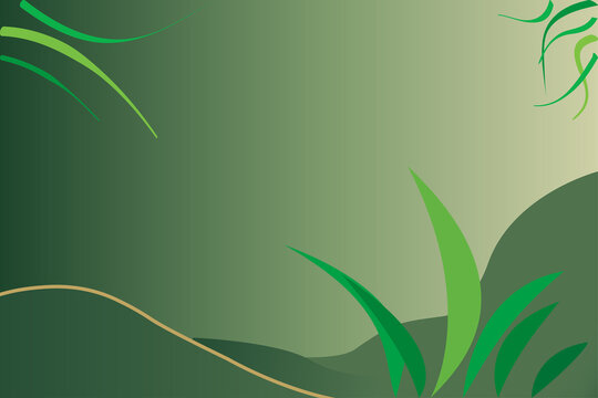 Abstract Green Nature Background Vector with Leaves and Curve Lines for Banner