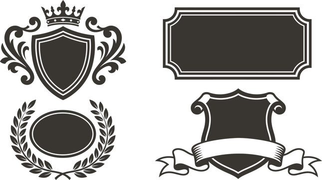 Black and white of crowns and crown shaped boxes crown symbol regal symbol royalty symbol