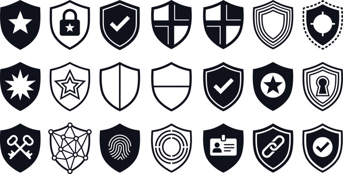 Black and white set of various symbols and signs collection