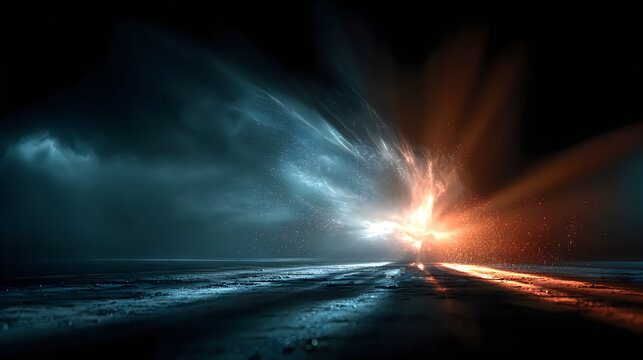 Intense light beam explosion colorful smoke cinematic action scene high resolution Pictures