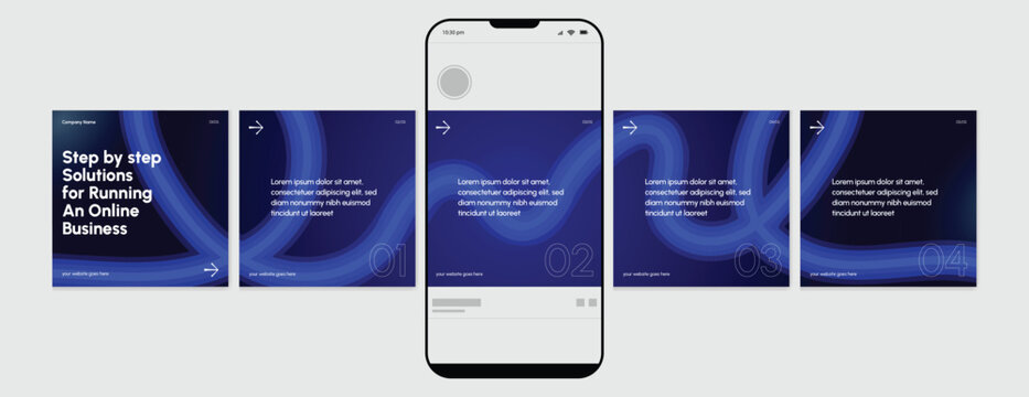 Set of LinkedIn Carousel Post, social media Instagram carousel post, modern and creative business carousel post template, eps 10.