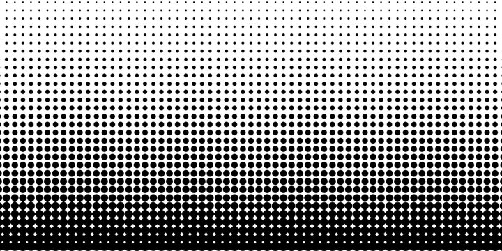 Grunge halftone gradient background. Faded grit noise texture. White and black sand wallpaper. Retro pixelated backdrop. Anime or manga style comic overlay. Vector graphic design textured template