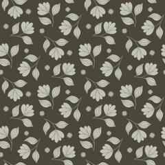 Fototapeta premium Grey flowers seamless 