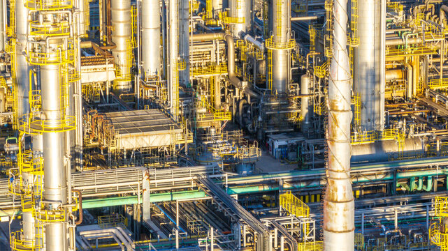 Aerial view of the petrochemical complex in Santo Andre, State of Sao Paulo, Brazil.