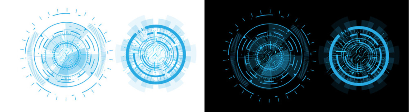 PNG image of blue HUD target circle sci-fi futuristic technology interface element isolated on transparent background