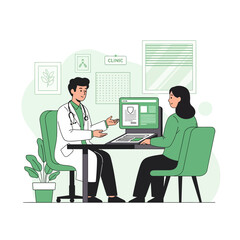 Fototapeta premium Doctor And Patient Consultation In Modern Clinic Setting
