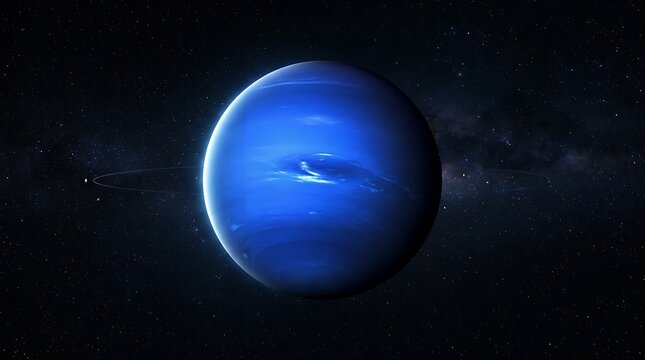 Neptune planet floating in deep dark outer space