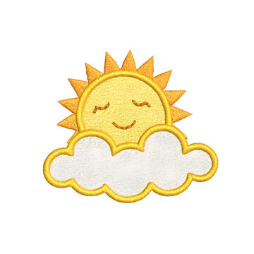 Sun with cloud design for use in PNG embroidery