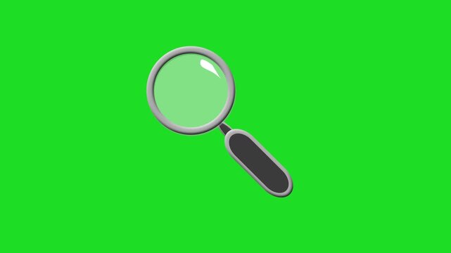 magnifying glass simplified cartoon animated pop up 4K animation internet browser search icon or mouse cursor symbol design  computer element isolated element with green screen chroma key background  