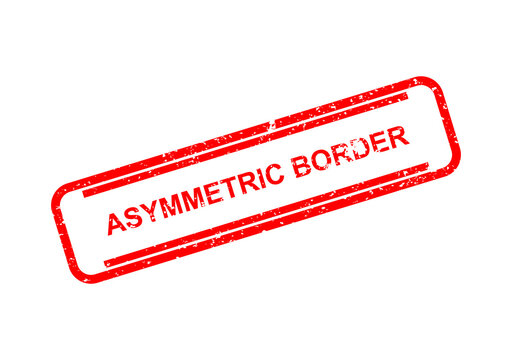 Red asymmetric border stamp with text label illustration
