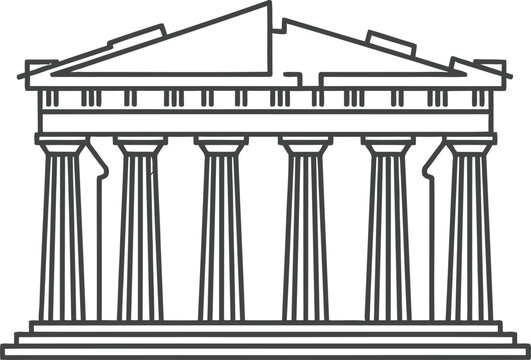 Parthenon athens greece ancient temple line drawing with parthenon architecture landmark historic