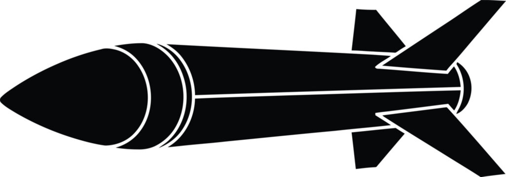 Military guided missile silhouette icon with military silhouette aviation aerospace projectile