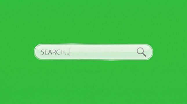 Barra de b&uacute;squeda animada sobre fondo verde croma con iconos de b&uacute;squeda y micr&oacute;fono. Ideal para edici&oacute;n de v&iacute;deo, tutoriales, presentaciones y contenido para redes sociales.