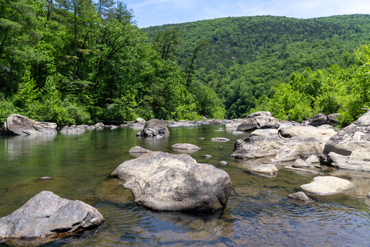 Large Boulders in the Maury River Near Lexington Virginia