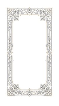 Elegant silver ornate frame with intricate floral filigree illustration, ideal for luxury graphic design projects on a clean white background.