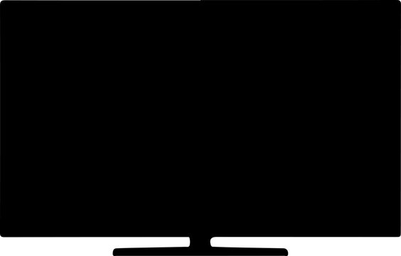 Minimalist smart TV silhouette vector, black flat screen television icon, modern widescreen monitor display for home entertainment and media