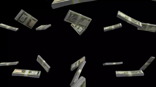 Eritrea Money, Eritrean Nakfa Banknotes Falling On Black Background, ERN Currency Stacks Dark Cinematic, 4K
