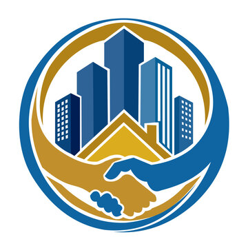 Modern Mortgage Partnership Real Estate Handshake Logo Design Vector. Resizable and editable, EPS 10.