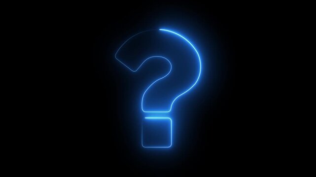 Question mark icon. problem sign. neon question mark icon animation on black background