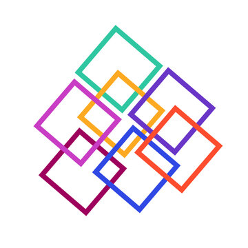 Colorful Abstract Overlapping Geometric Square Frames Background Vector. Resizable and editable, EPS 10.