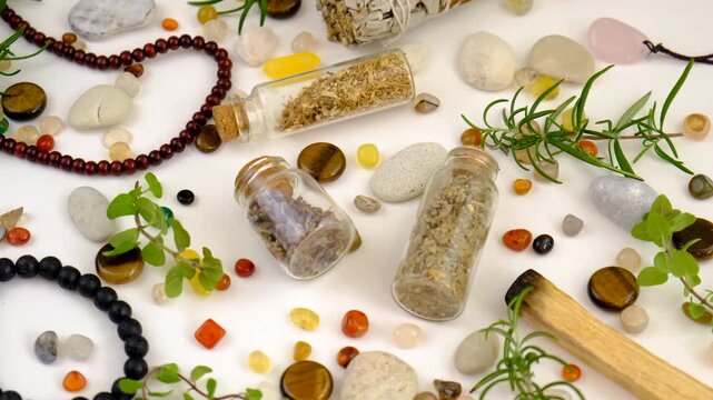 Stones, crystals, and accessories Selective focus.