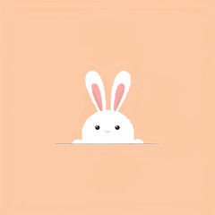 Obraz premium cute bunny peeking over wall kawaii vector illustration design