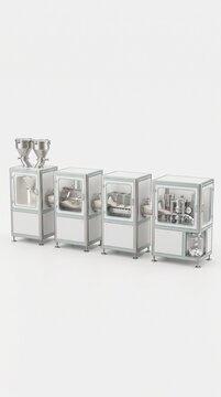 Four stage pharmaceutical production line technical illustration