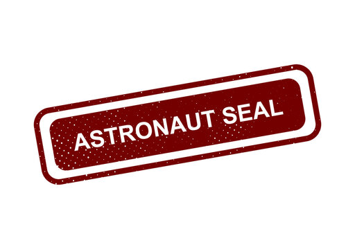 Red astronaut seal stamp with text label illustration