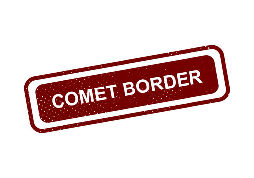 Red vintage rubber stamp with comet border text illustration