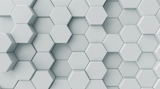 Abstract white 3D hexagon background. Geometric honeycomb pattern with soft lighting.