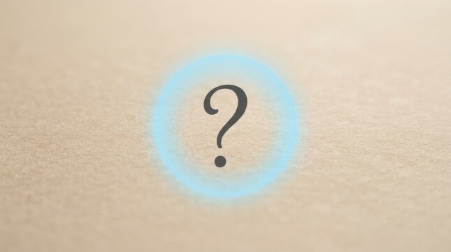 Question mark icon with soft blue glow on textured paper background for faq banner and help center design with subtle focus