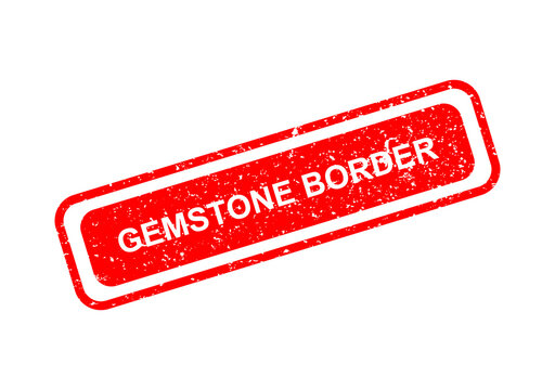 Red gemstone border stamp with text label illustration