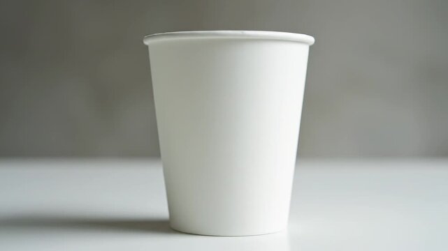 Paper coffee cup mockup on table. Blank takeaway beverage container for branding design.