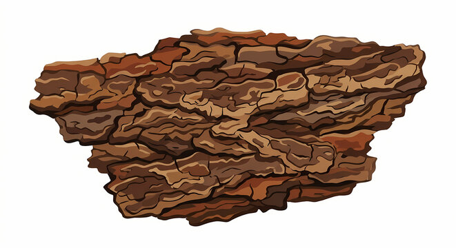 Rough textured piece of brown tree bark vector illustration